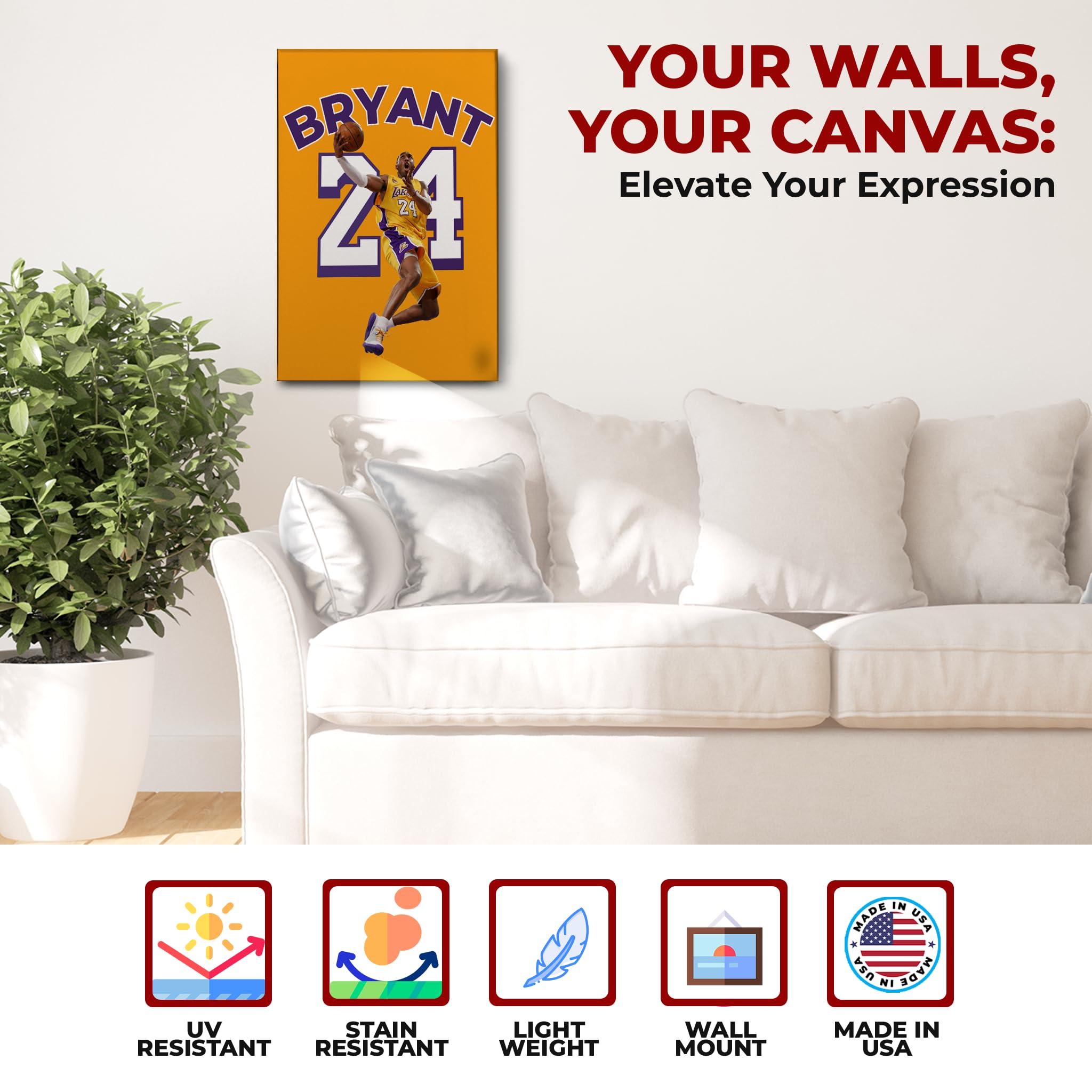 Kobe Bryant Wall Canvas Set of 1