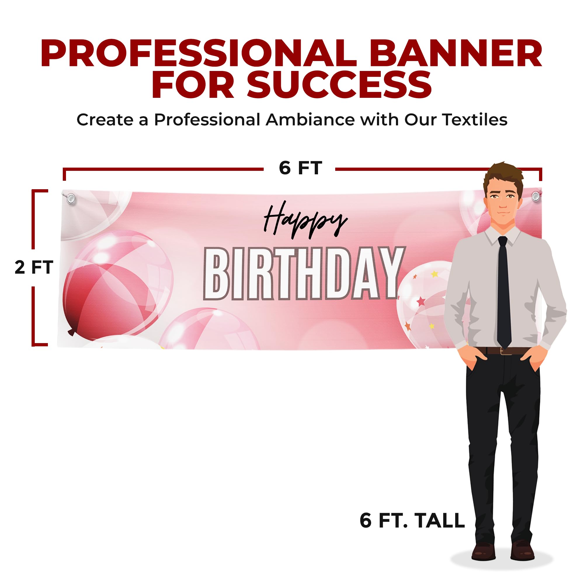 Happy Birthday Pink Large Banner