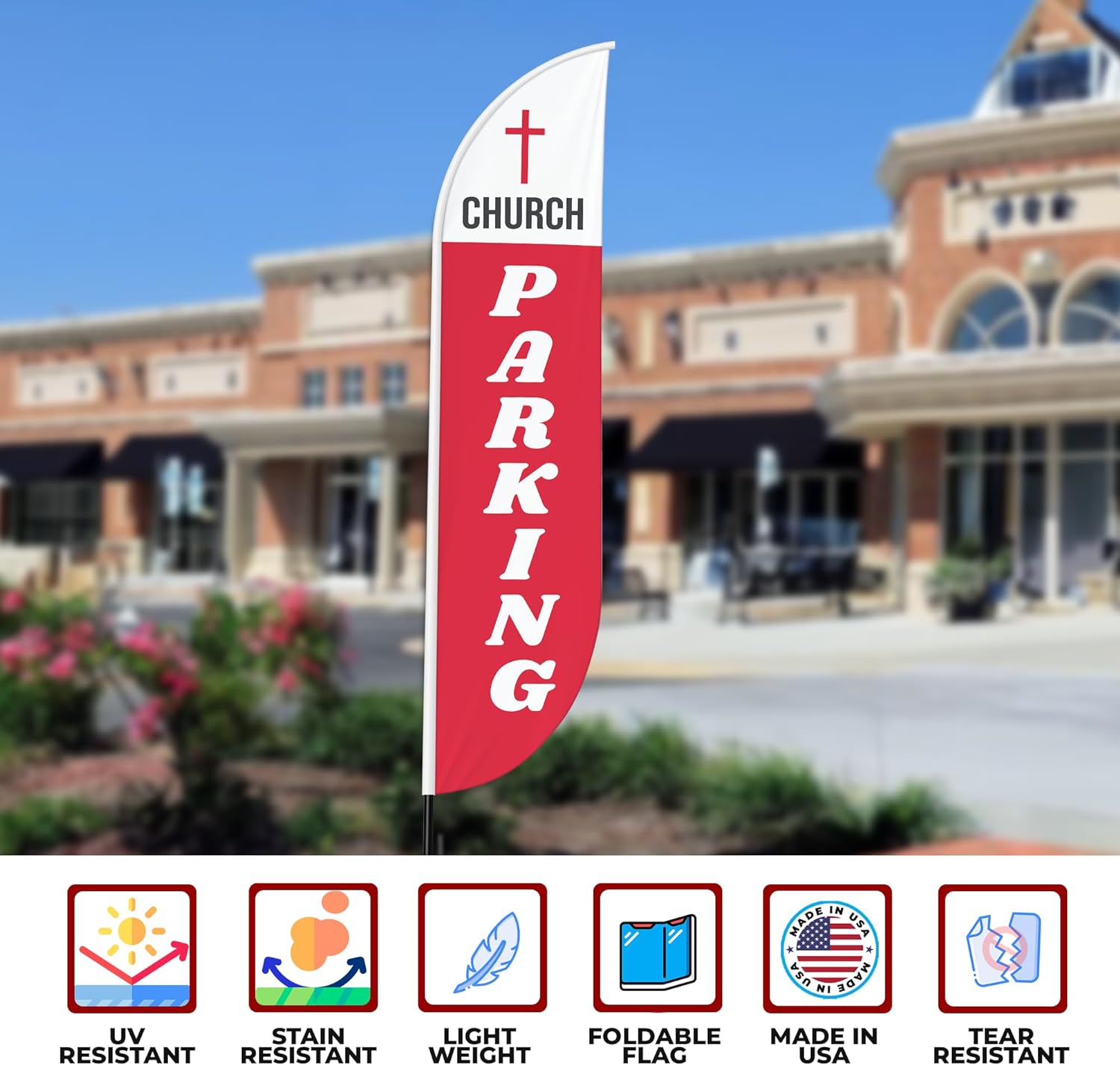 Church Parking Feather Flag / Swooper Flag