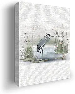 Heron Bird Wall Canvas Set of 1