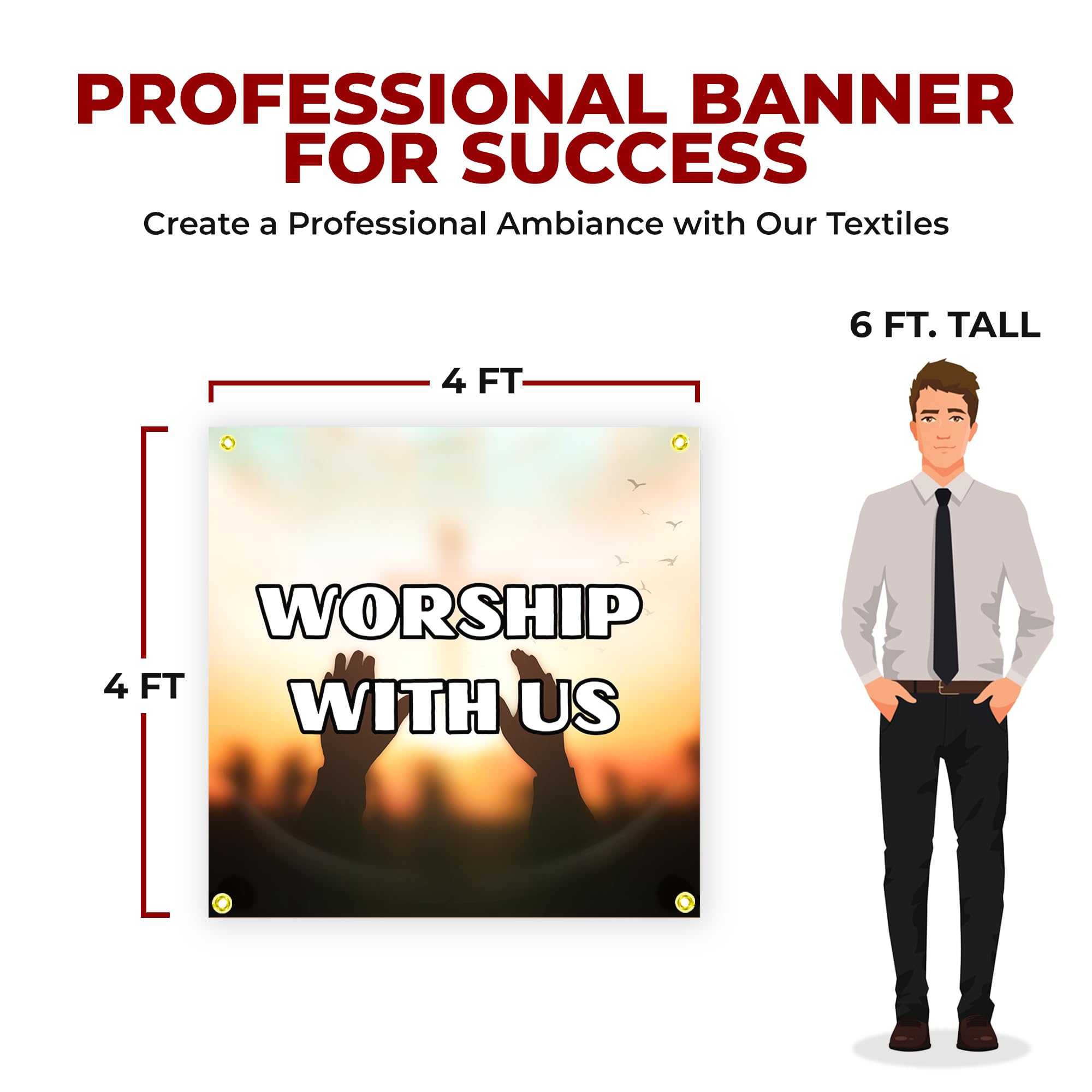 Worship With Us Large Banner