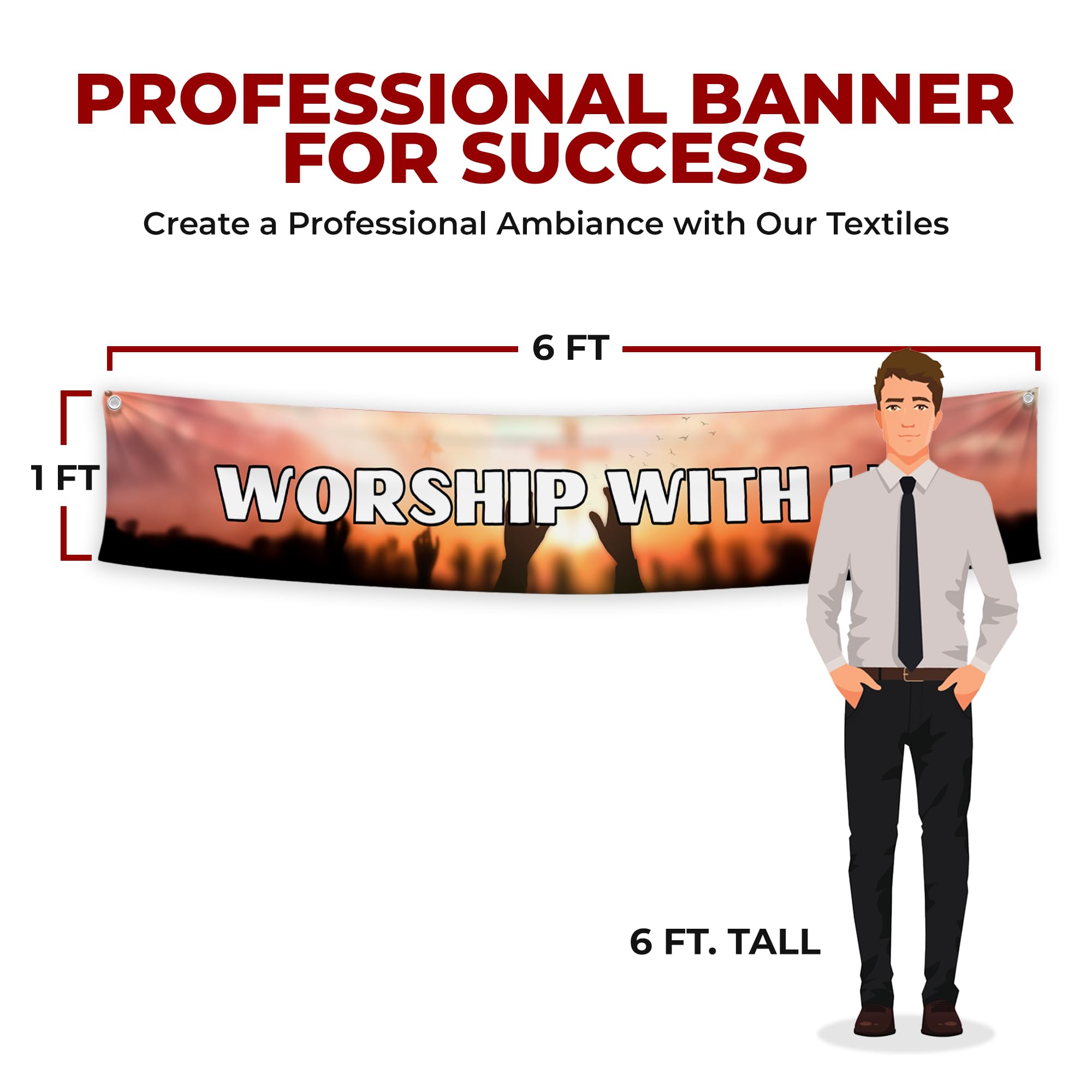 Worship With Us Large Banner