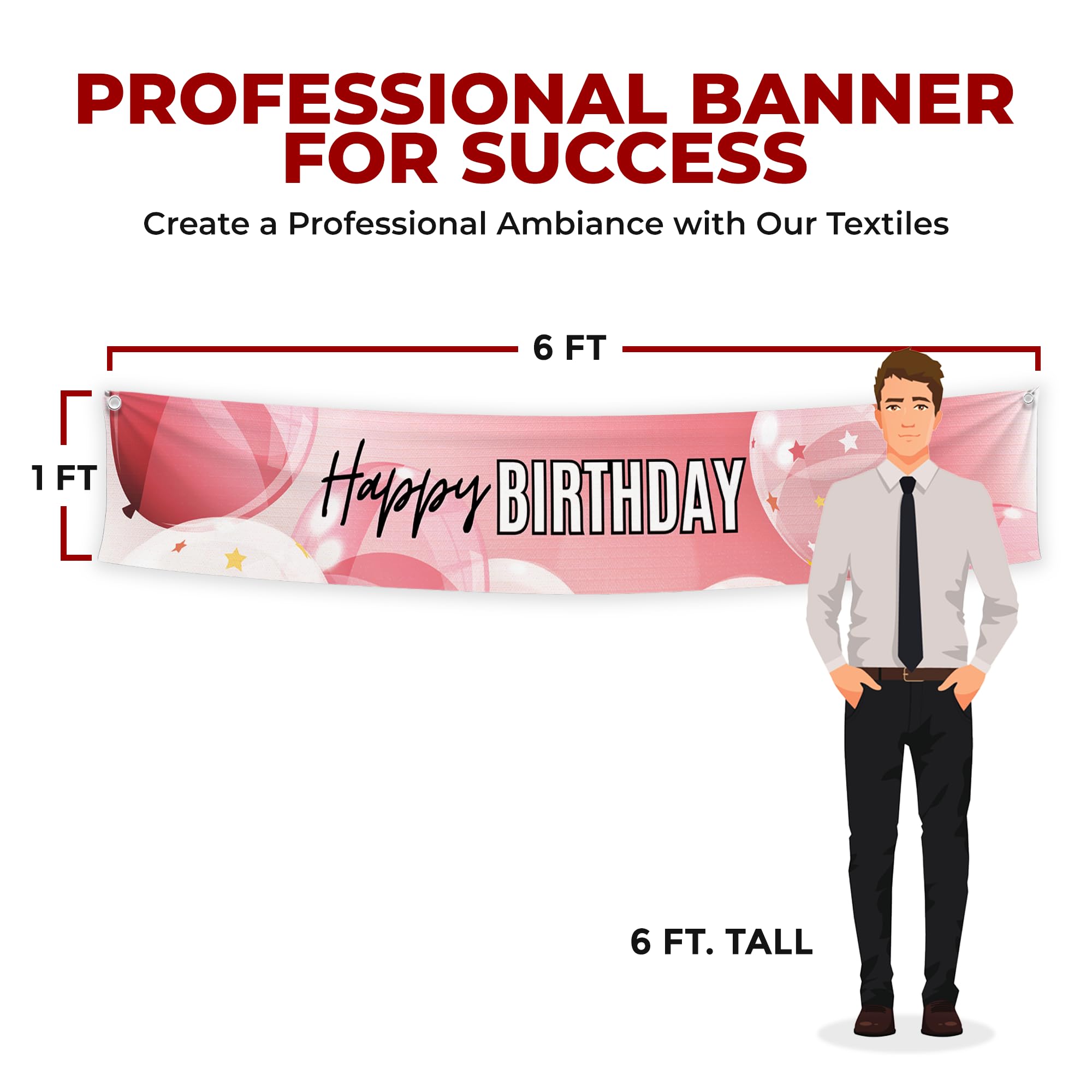 Happy Birthday Pink Large Banner