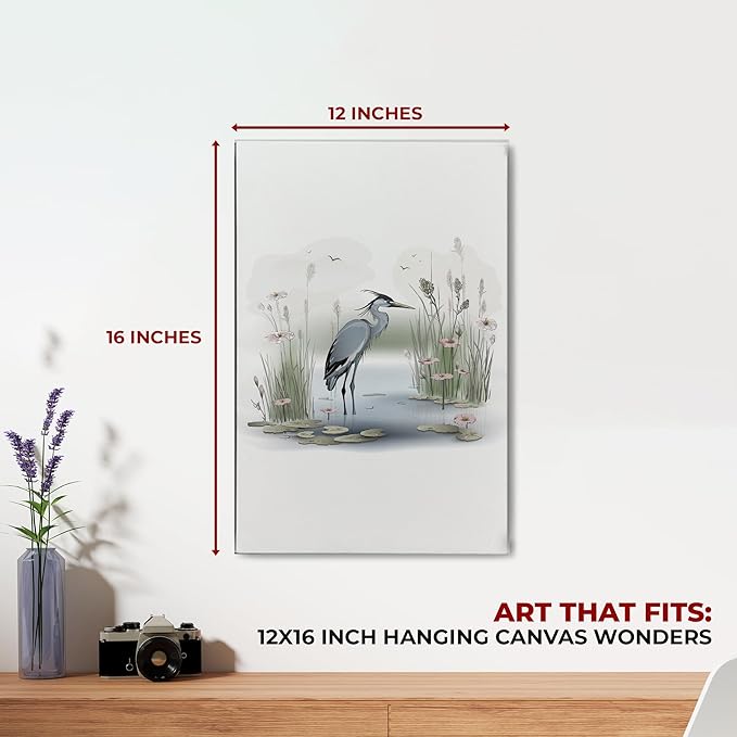 Heron Bird Wall Canvas Set of 1