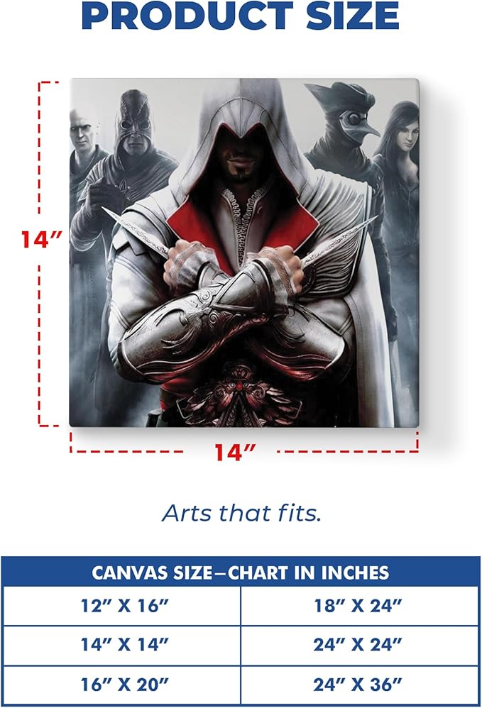 Assassin's Creed Wall Canvas 1 Piece Set of 1 - 14x14
