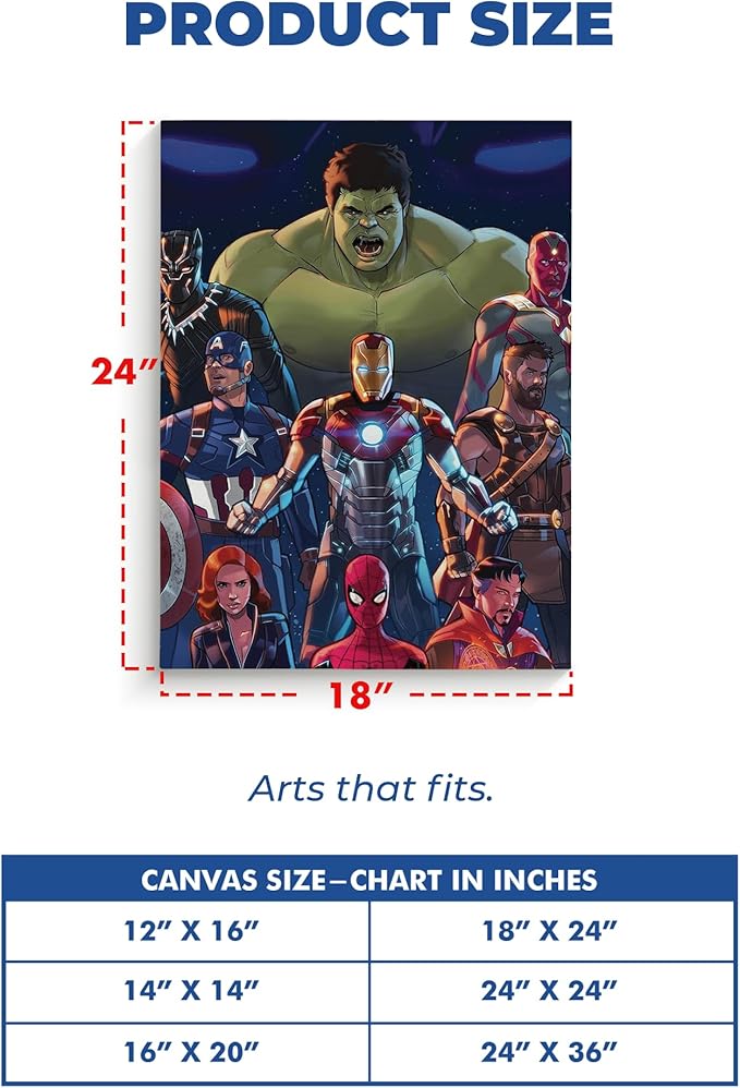 Avengers Wall Canvas 1 Piece Set of 1 - 18x24