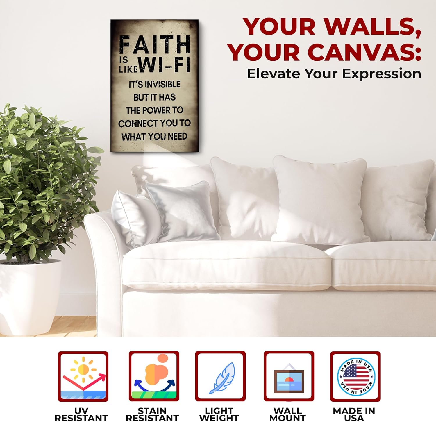 Faith Is Like WIFI Wall Canvas Set of 1