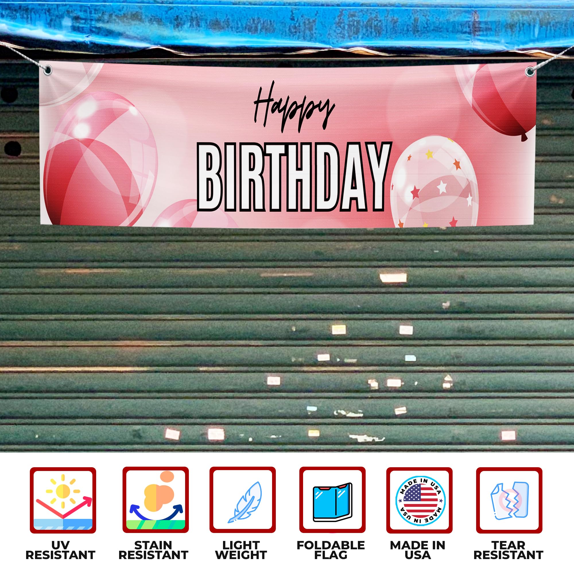 Happy Birthday Pink Large Banner