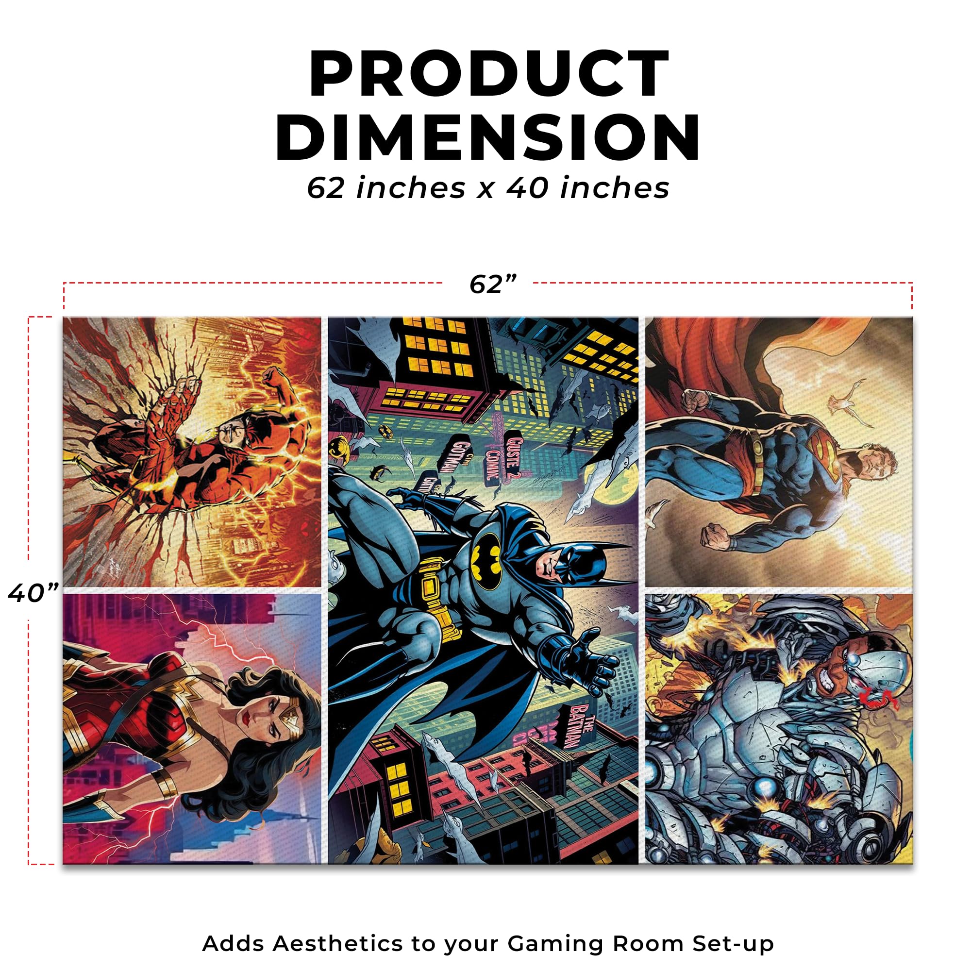 Justice League Comic-Inspired Decor Rug- 62x40 inches