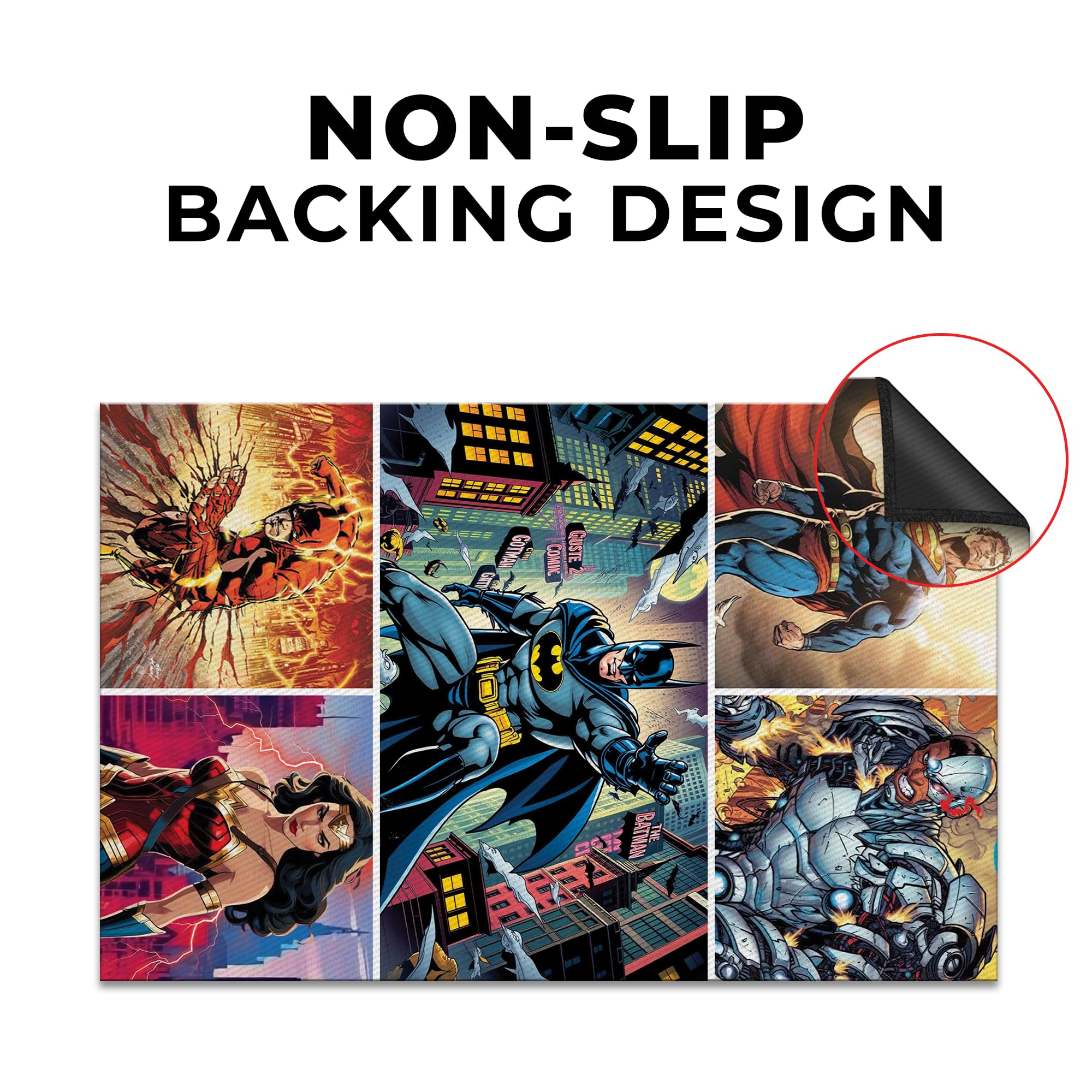 Justice League Comic-Inspired Decor Rug- 62x40 inches