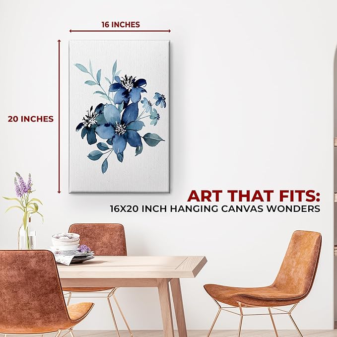 Blue flower Wall Canvas Set of 1