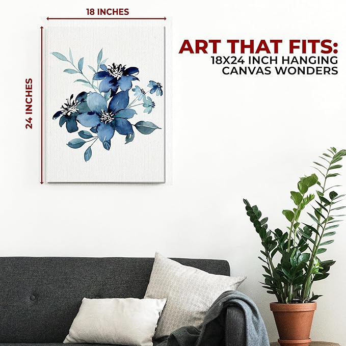 Blue flower Wall Canvas Set of 1