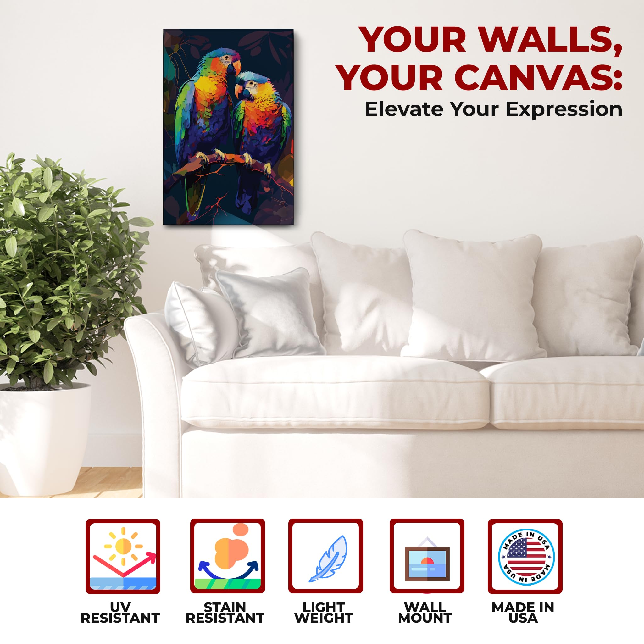 Parrot Wall Canvas Set of 1