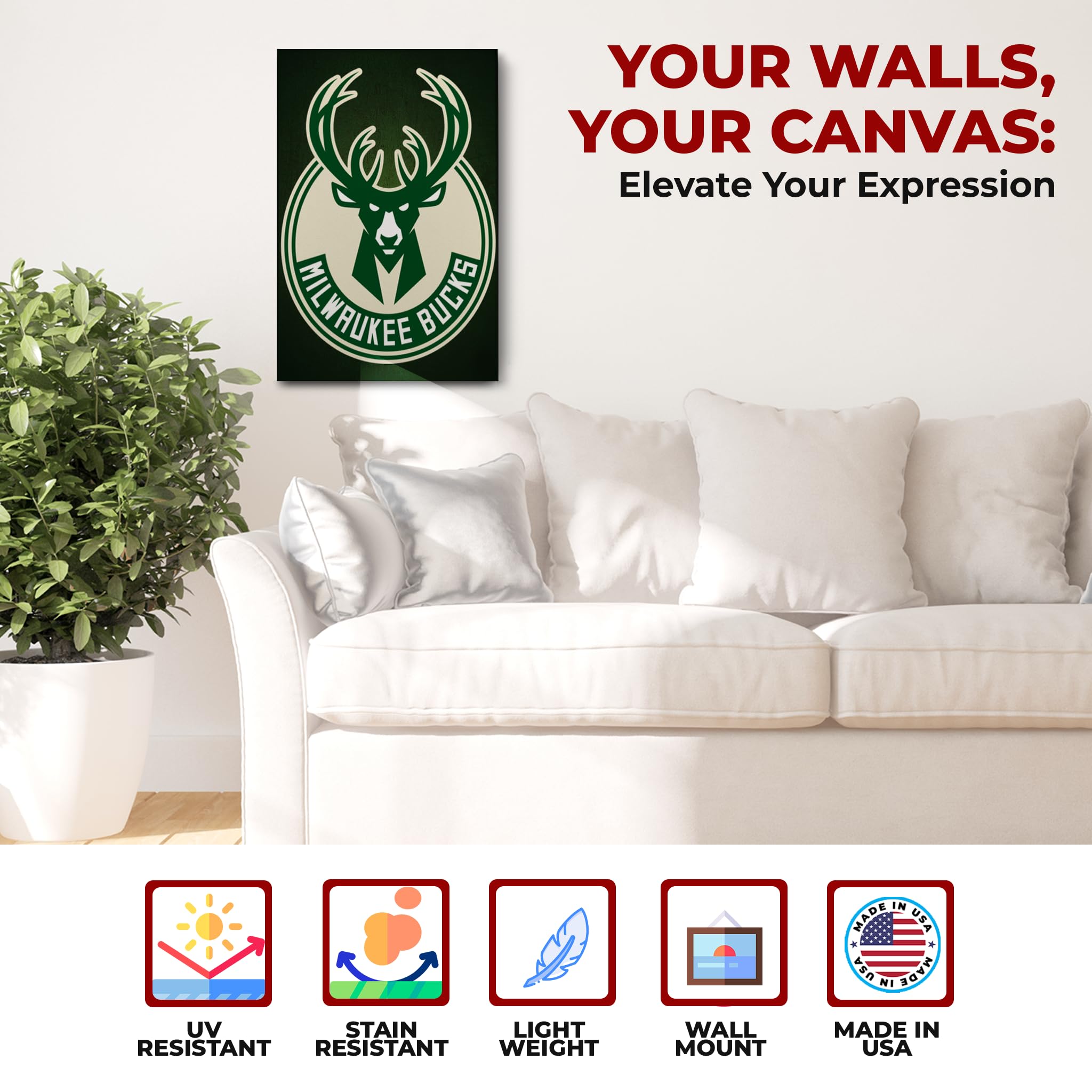 Milwaukee Bucks Wall Canvas Set of 1