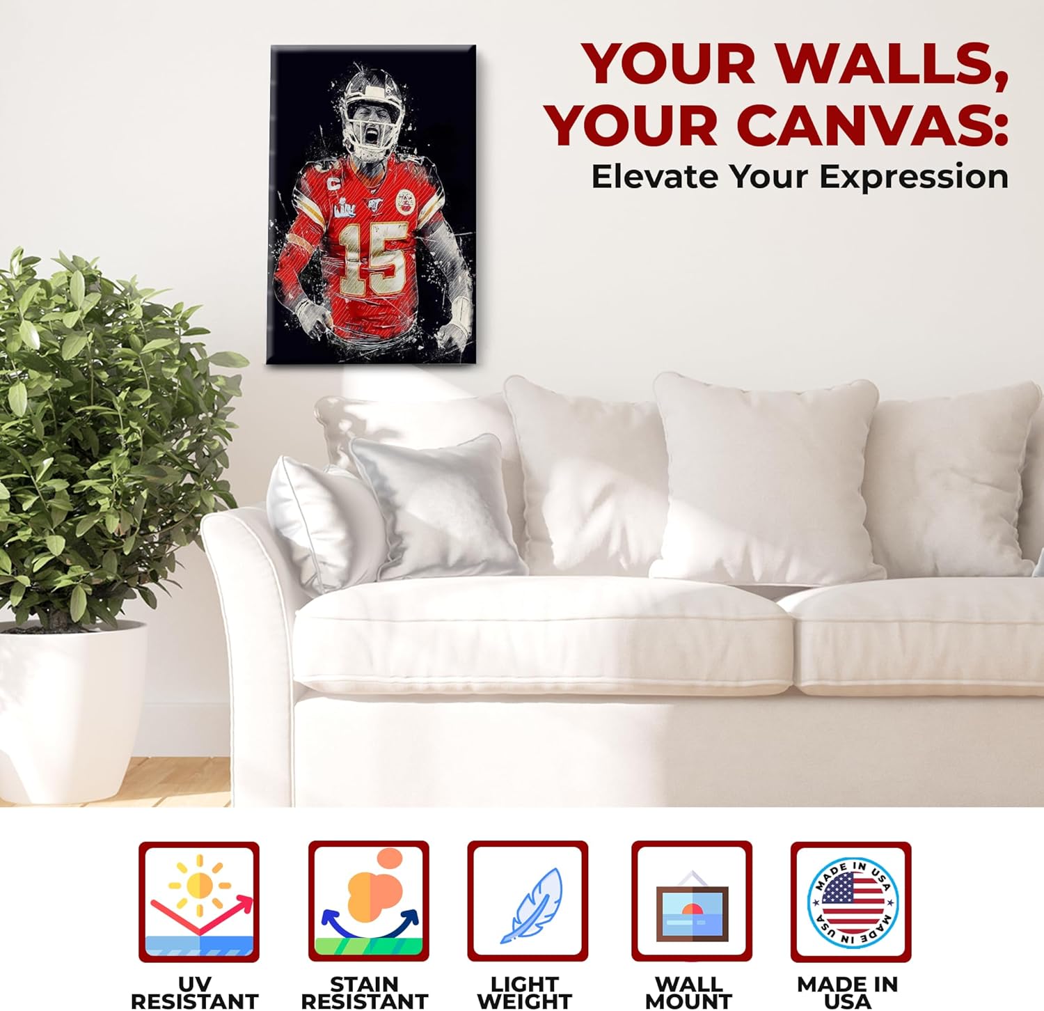 Patrick Mahomes Wall Canvas Set of 1