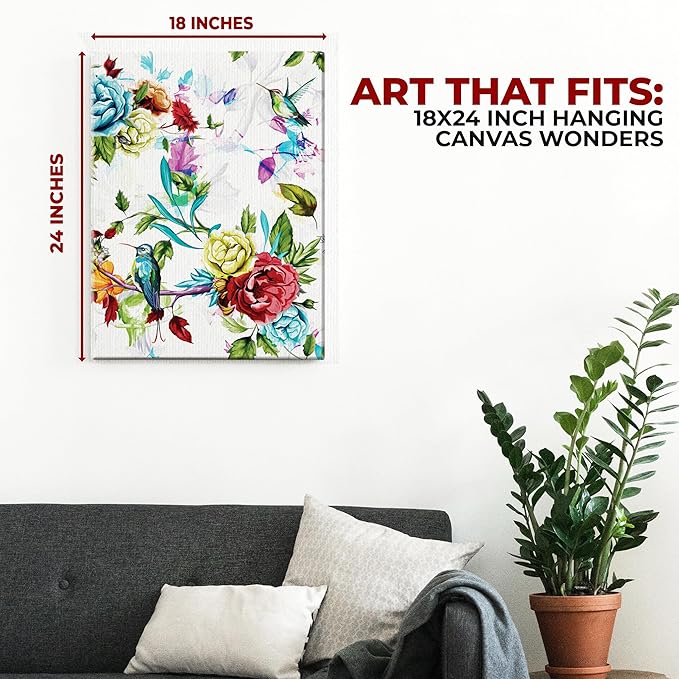 Bird and Flowers Wall Canvas Set of 1