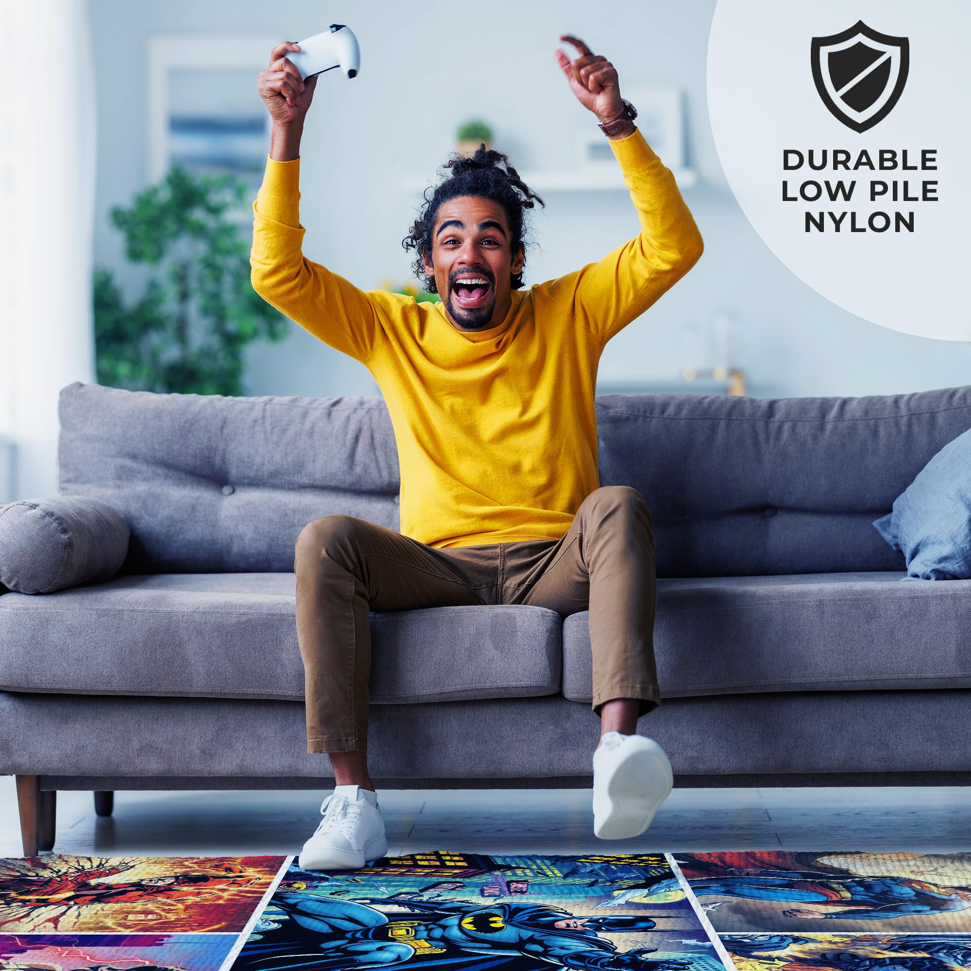 Justice League Comic-Inspired Decor Rug- 62x40 inches