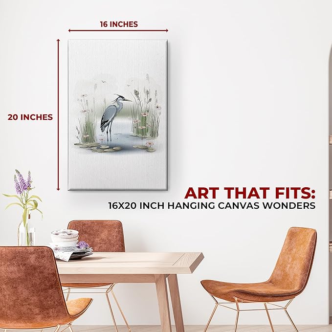 Heron Bird Wall Canvas Set of 1