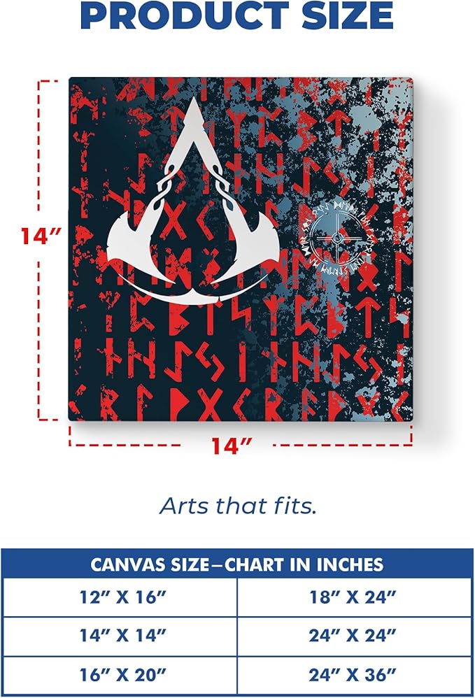 Assassin's Creed Valhalla Wall Canvas Set of 1 - 14x14