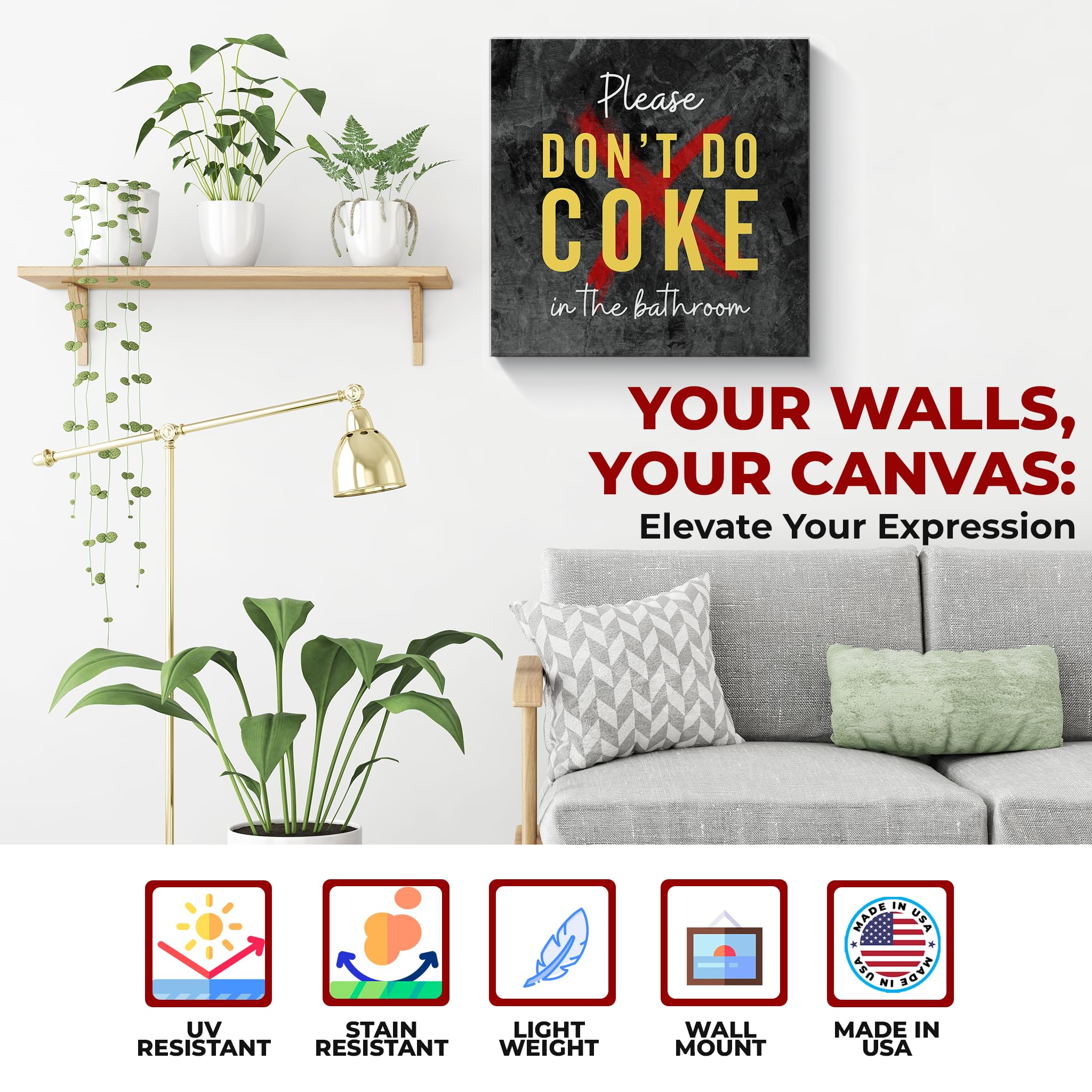 Please Don’t Do Coke In The Bathroom Wall Canvas Set of 1