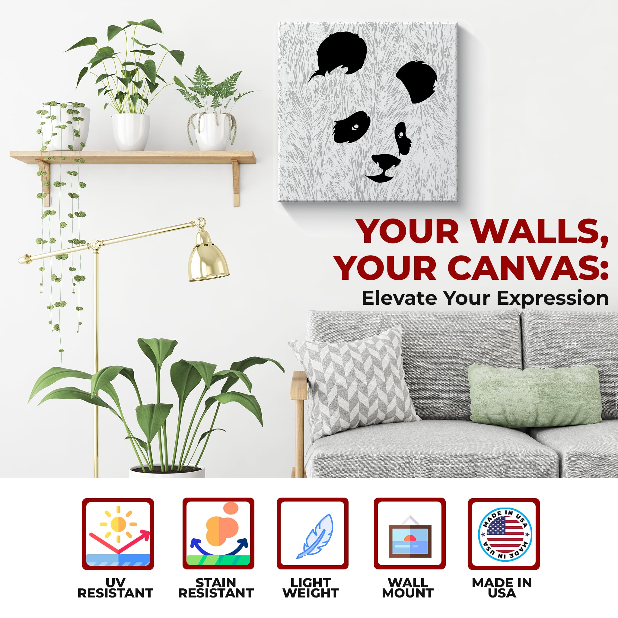 Panda 1 Wall Canvas Set of 1