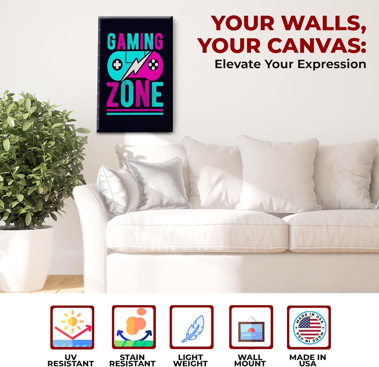 Gaming Zone Wall Canvas Set of 1