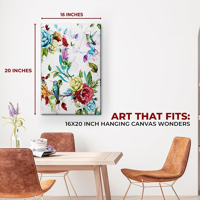 Bird and Flowers Wall Canvas Set of 1