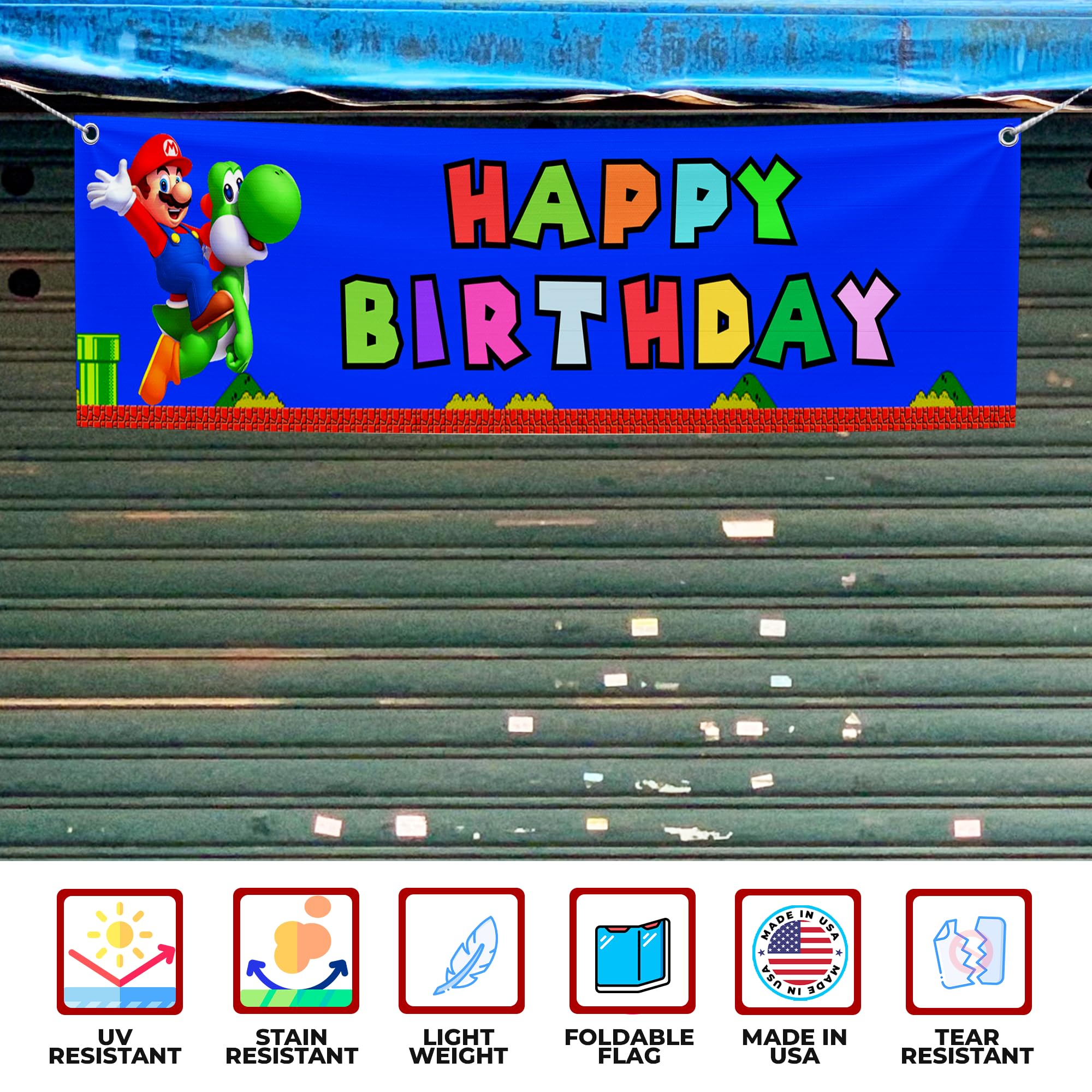 Super Mario Birthday Large Banner