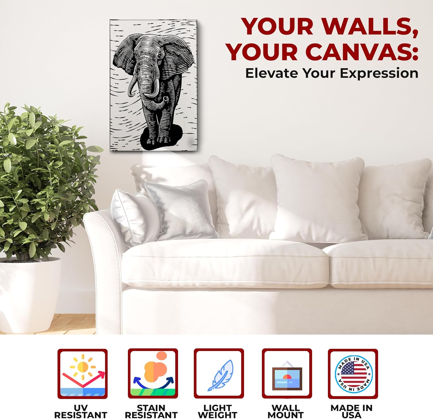 Elephant Animal Wall Canvas Set of 1