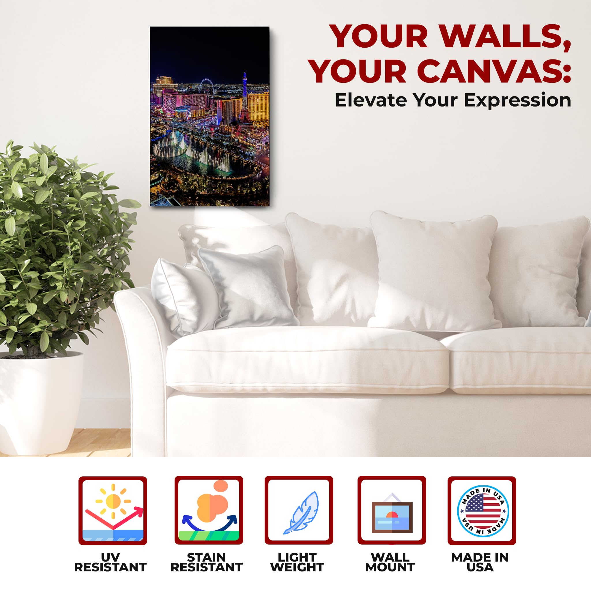 Las Vegas Wall Canvas Set of 1