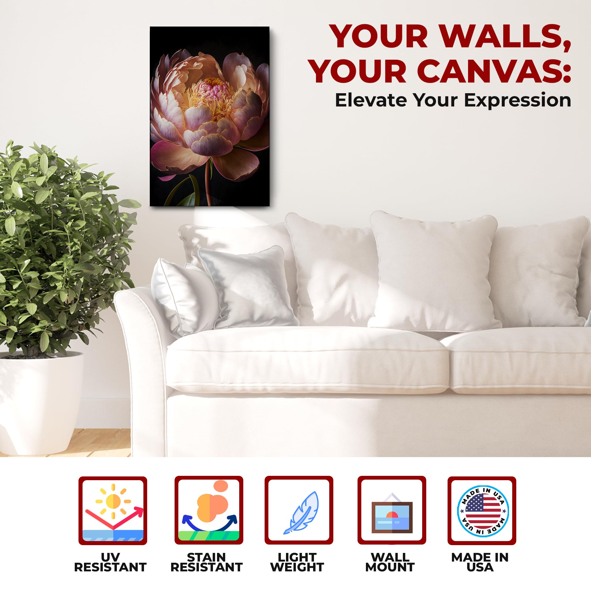 Peony Wall Canvas Set of 1