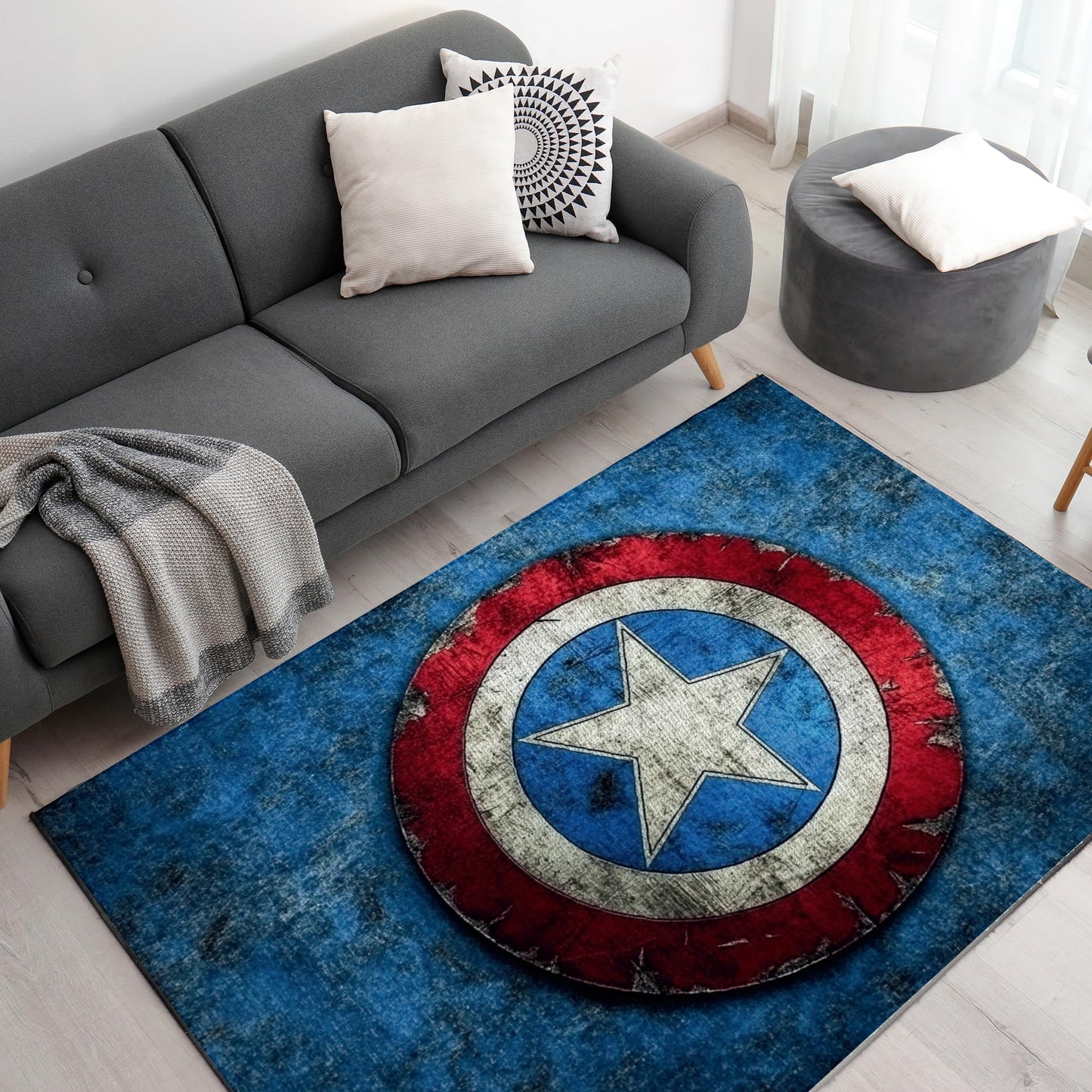 Captain America Shield Decor Rug- 62x40 inches