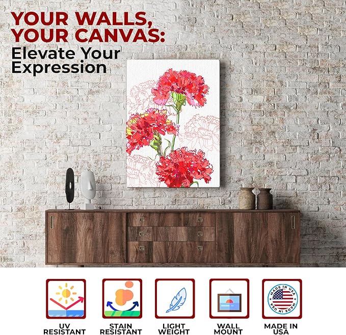 Carnation Wall Canvas Set of 1