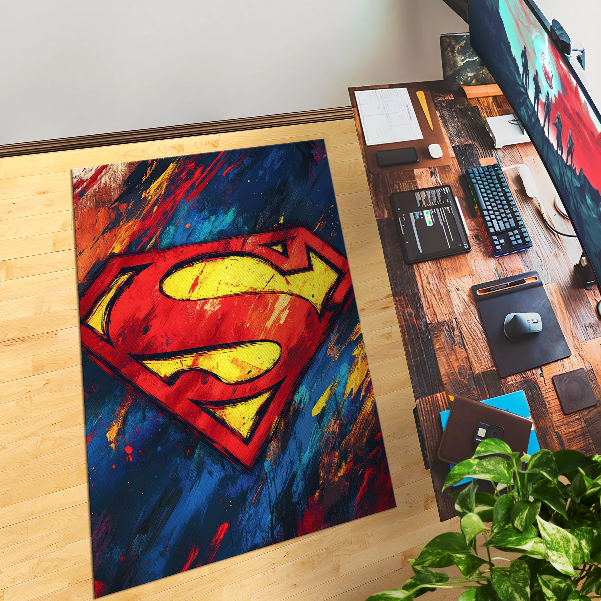 Superman Inspired Decor Rug- 62x40 inches