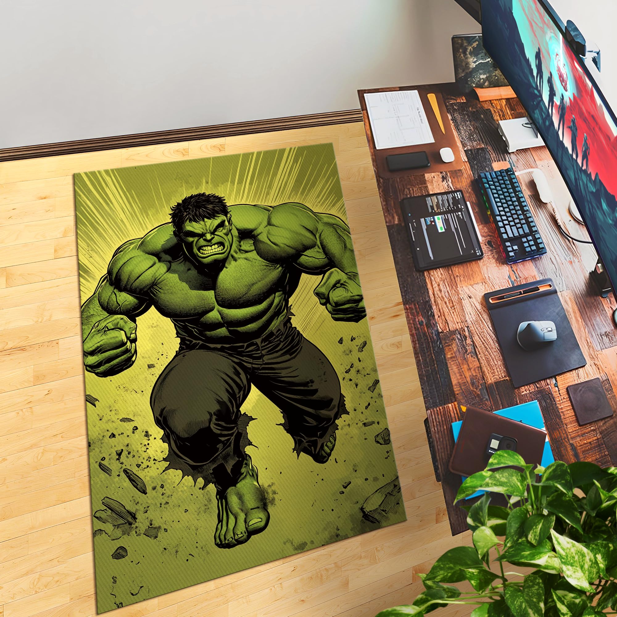 Hulk Inspired Decor Rug- 62x40 inches