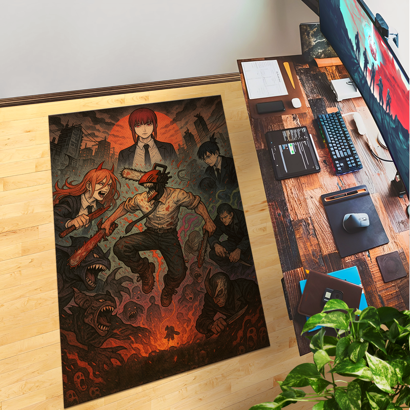 Chainsaw Man Inspired Decor Rug- 62x40 inches