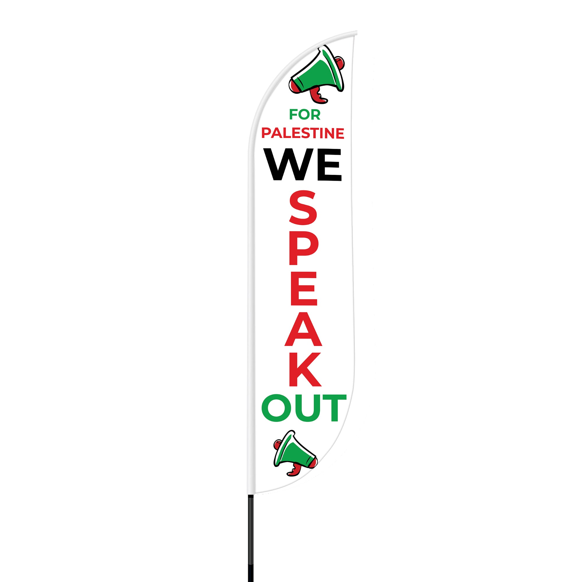 'For Palestine, We Speak Out' Feather Flag