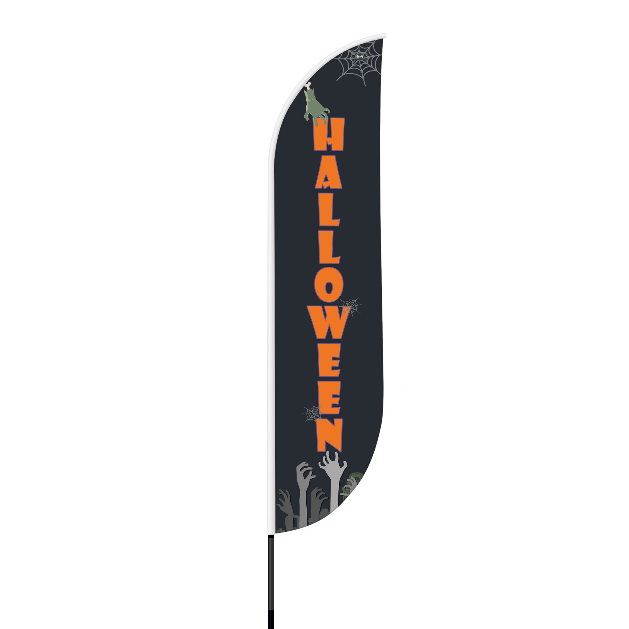 Halloween Zombies Feather Flag - High-Quality Printing, Tear-Resistant Fabric