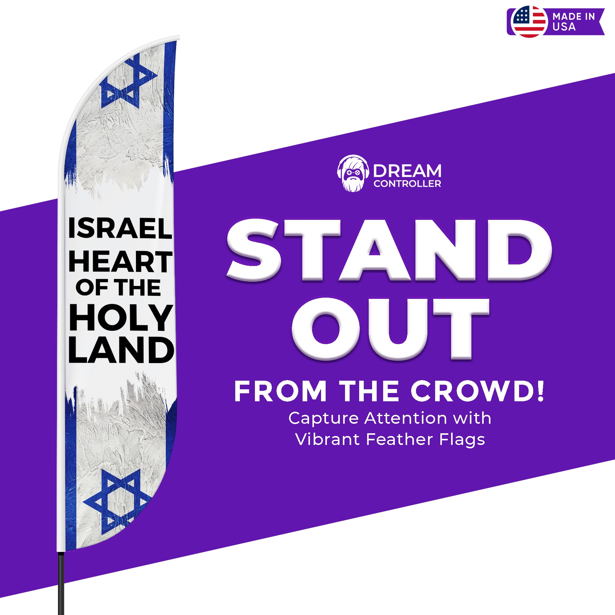 Explore Israel Heart with Holy Land  Feather Flag