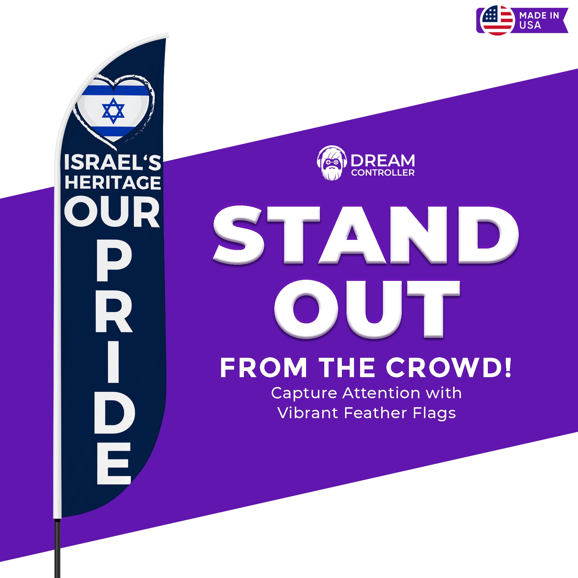 Israel's Heritage Our Pride Feather Flag