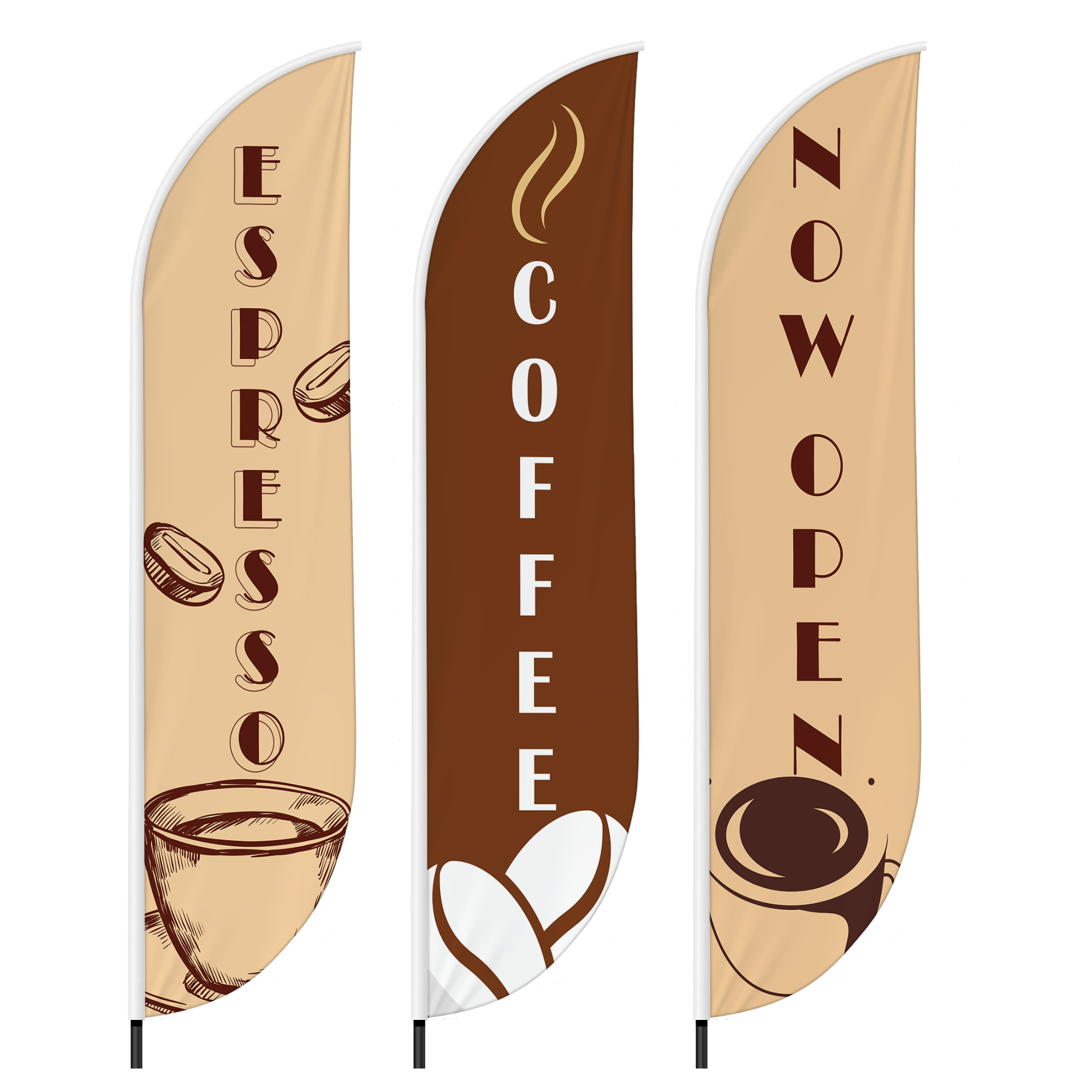 Coffee Shop Set of 3 Feather Flag only / Swooper Flag only