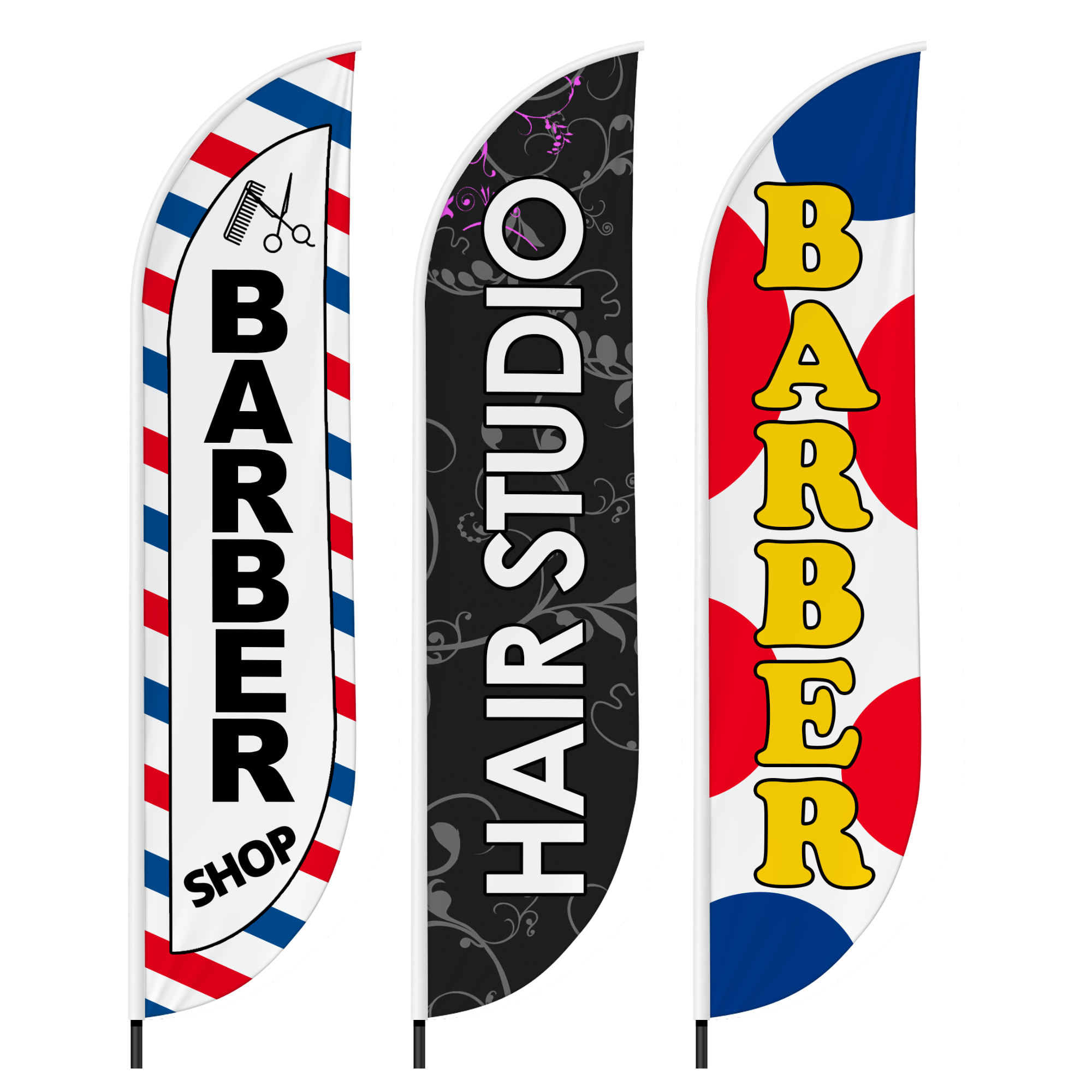 Barber Set of 3 Feather Flag only / Swooper Flag only