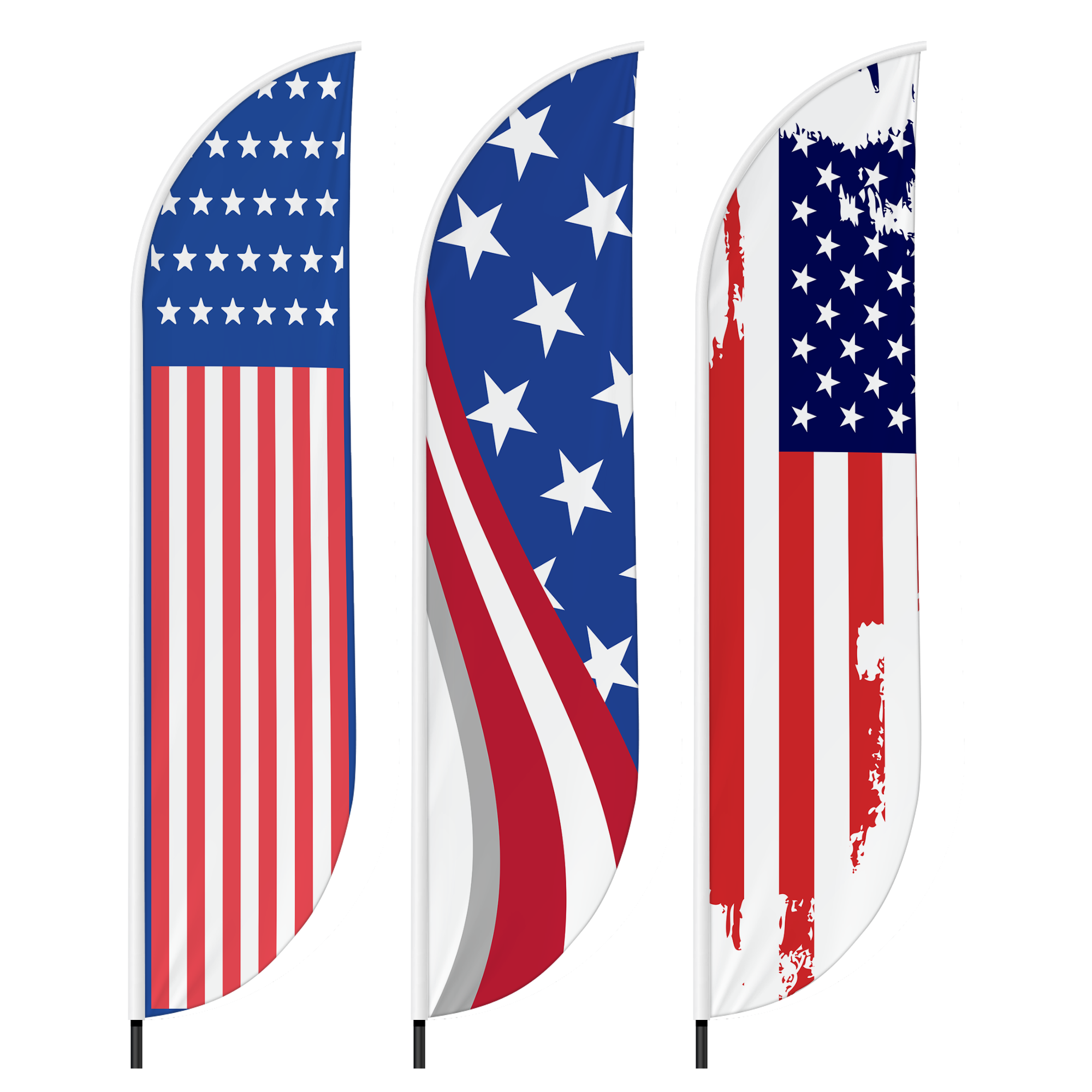 American Flag Set of 3 Feather Flag only / Swooper Flag only