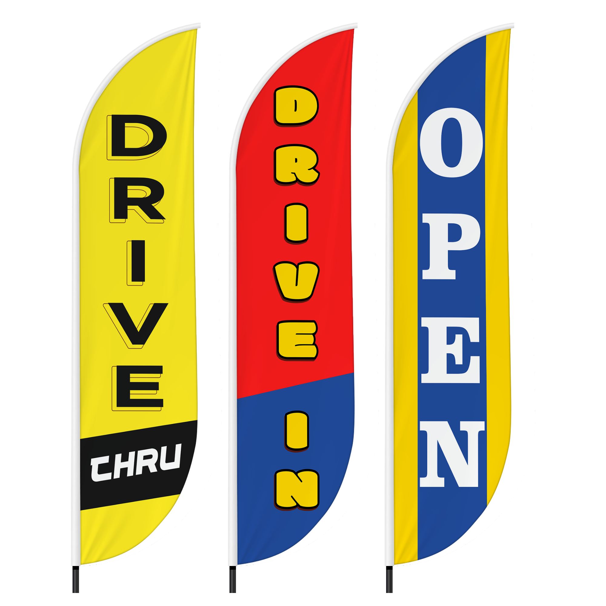 Drive thru Set of 3 Feather Flag only / Swooper Flag only