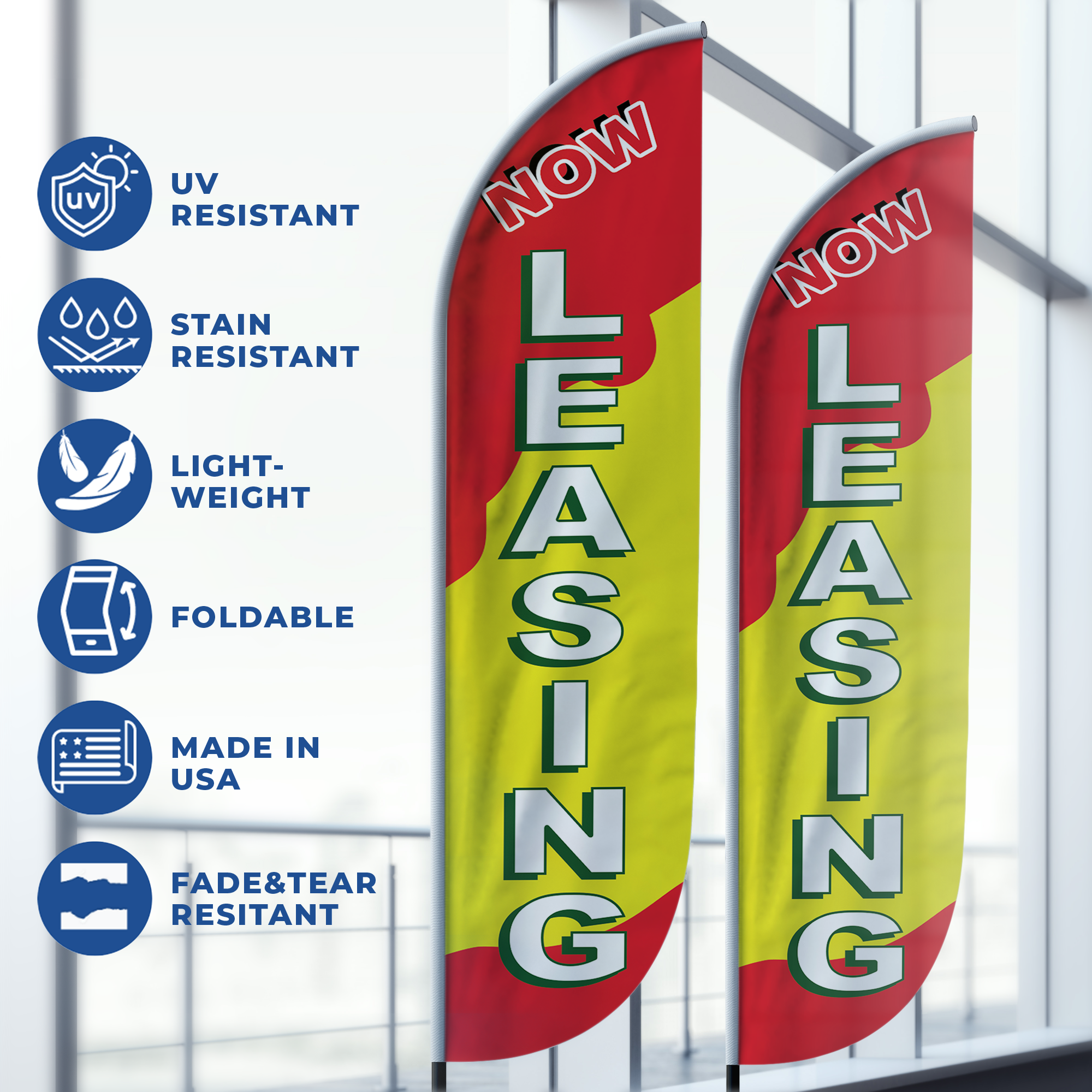 Now Leasing Feather Flag Swooper Flag