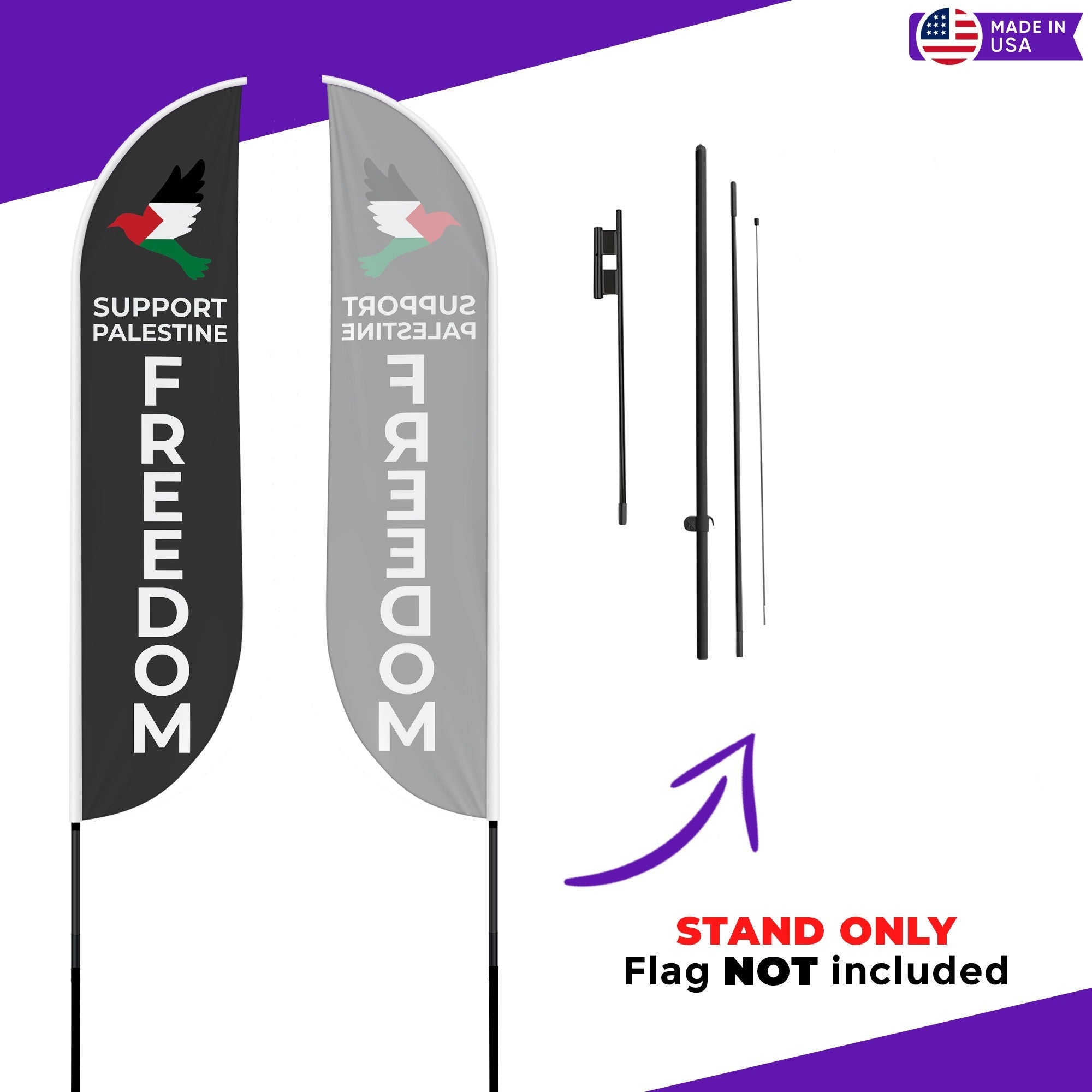 Palestine's Freedom Feather Flag - Weather-resistant, vivid colors, durable design, large size, easy installation
