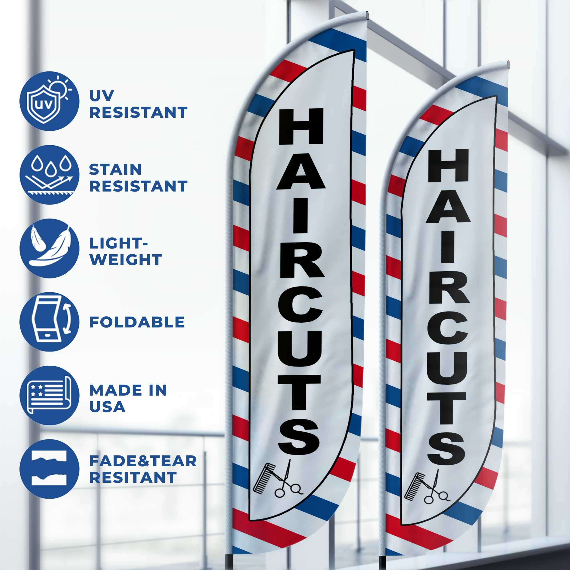 Haircuts Feather Flag / Swooper Flag