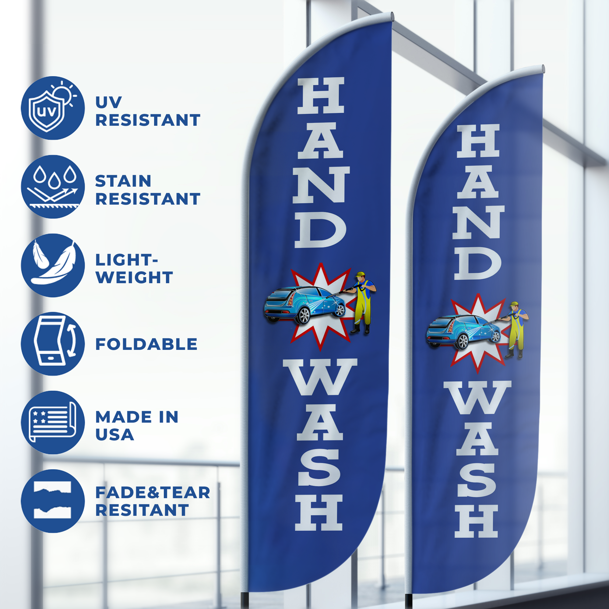 Hand Wash 2 Feather Flag / Swooper Flag