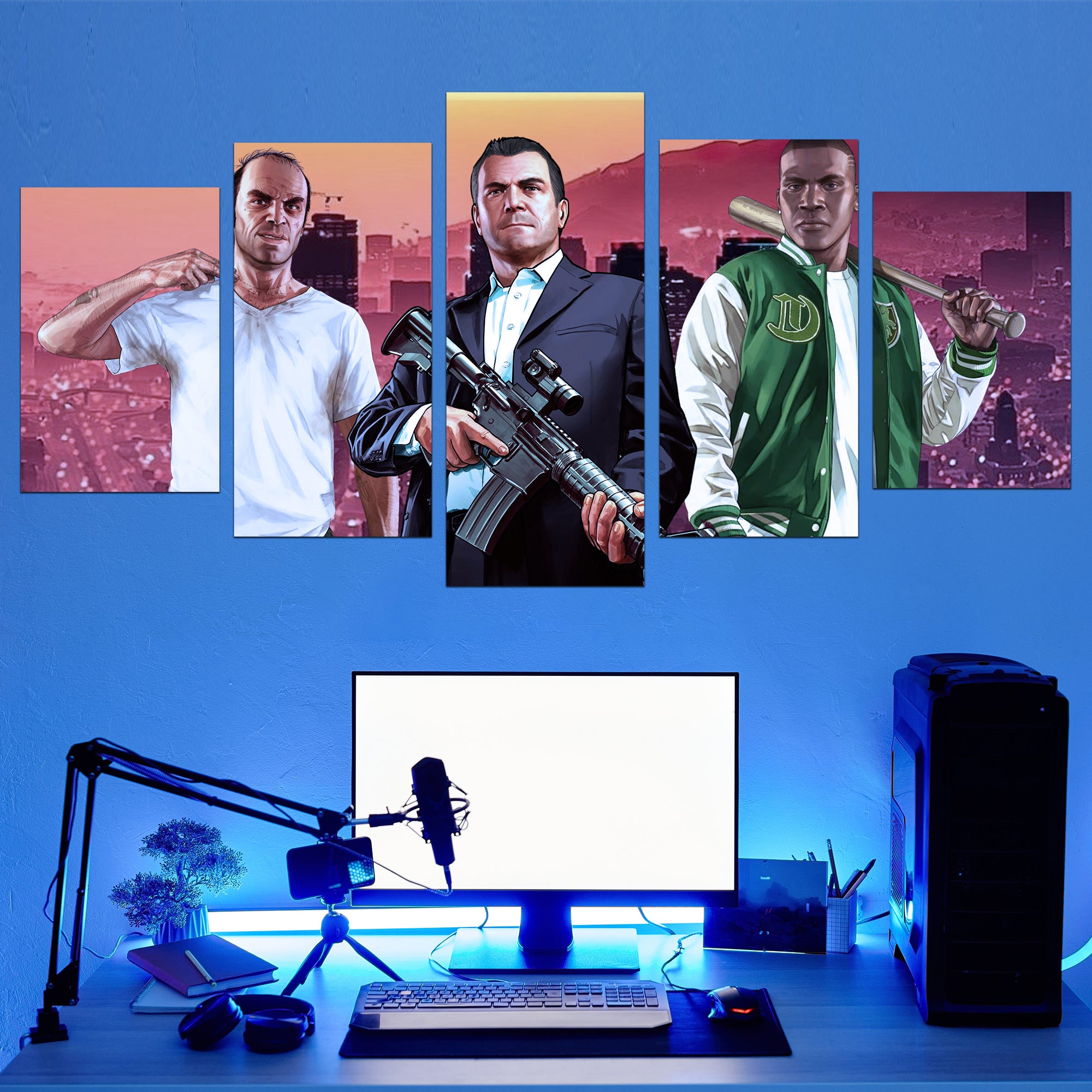 Grand Theft Auto V Wall Canvas Art - Stunning Graphics, Gaming Legends
