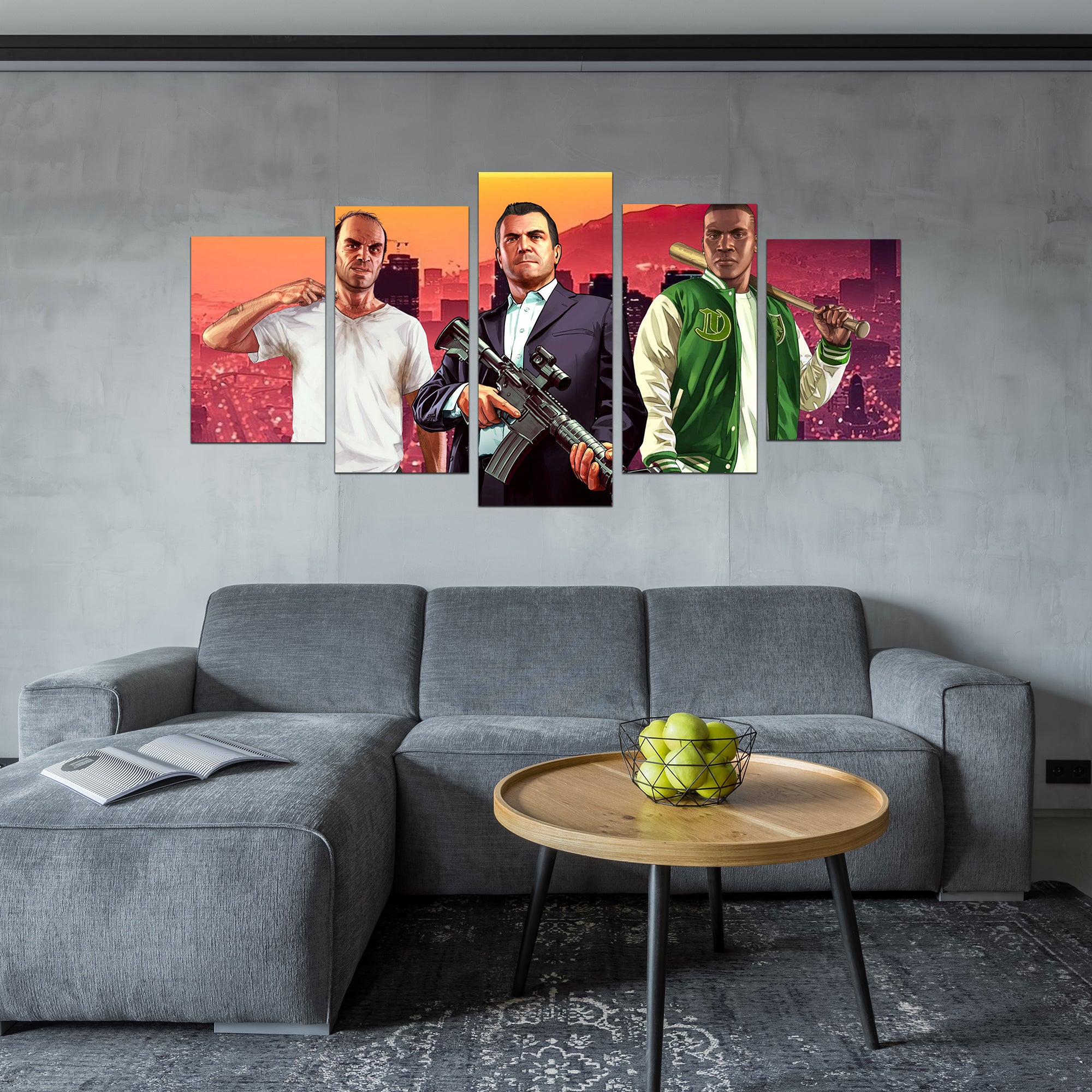 Grand Theft Auto V Wall Canvas Art - Stunning Graphics, Gaming Legends
